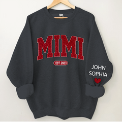 Lofaris Custom Name Mimi Grandma And Kids Glitter Sweatshirt