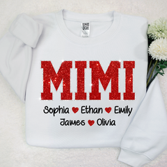 Lofaris Glitter Custom Name Mimi Nana Grandma And Kids Sweatshirt