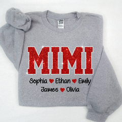 Lofaris Glitter Custom Name Mimi Nana Grandma And Kids Sweatshirt