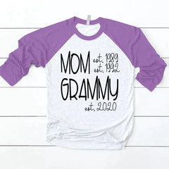 Lofaris Custom Name Mom Grammy Black Letter Baseball Shirt