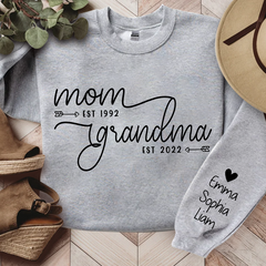 Lofaris Custom Name Mom Grandma Est Black Letters Sweatshirt