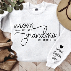 Lofaris Custom Name Mom Grandma Est Black Letters Sweatshirt