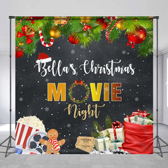 Lofaris Custom Name Movie Night Leaves Christmas Backdrop