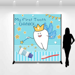 Lofaris Custom Name My First Tooth 1st Birthday Backdrop