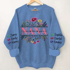 Lofaris Wildflower Grandma And Kids Custom Name Sweatshirt