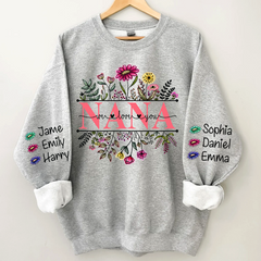 Lofaris Wildflower Grandma And Kids Custom Name Sweatshirt