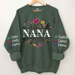 Lofaris Wildflower Grandma And Kids Custom Name Sweatshirt