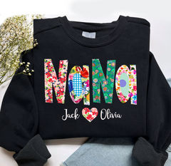 Lofaris Custom Name Nana Flower Font Art Trend Sweatshirt