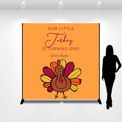 Lofaris Custom Name Our Little Turkey 1st Birthday Backdrop