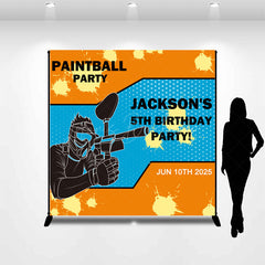 Lofaris Custom Name Paintball 5th Birthday Party Backdrop