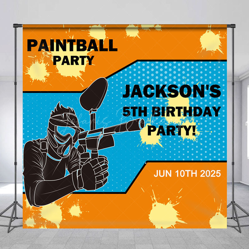 Lofaris Custom Name Paintball 5th Birthday Party Backdrop