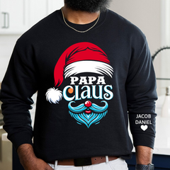 Lofaris Custom Name Dad Papa Grandpa Claus And Kids Sweatshirt