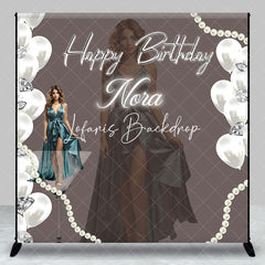 Lofaris Custom Name Photo Elegant Happy Birthday Backdrop