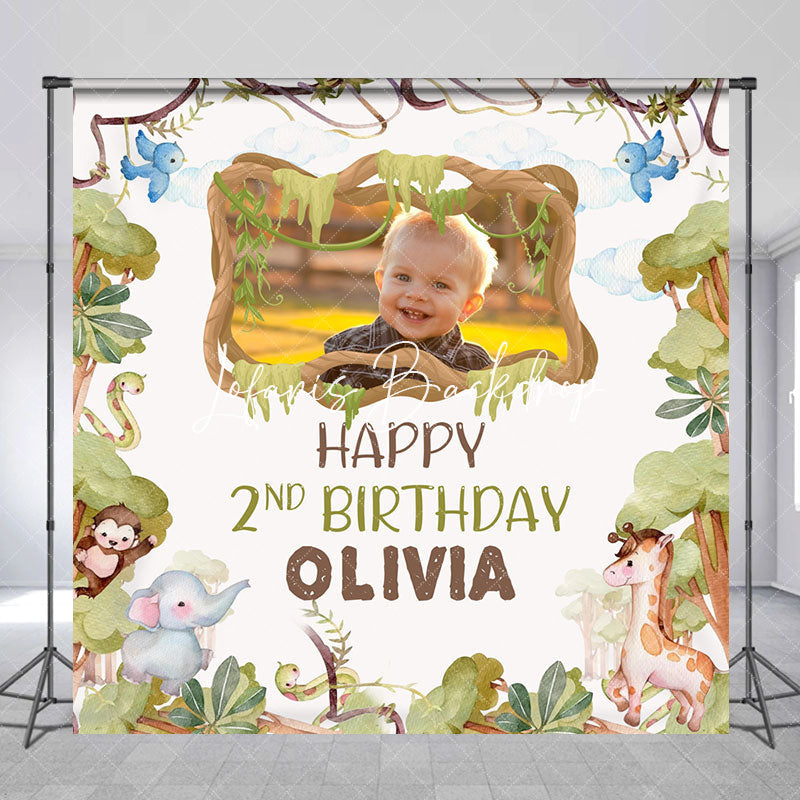 Lofaris Custom Name Photo Safari Forest Birthday Backdrop