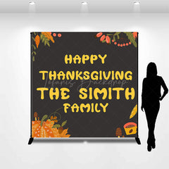 Lofaris Custom Name Pumpkin Fall Happy Thanksgiving Backdrop