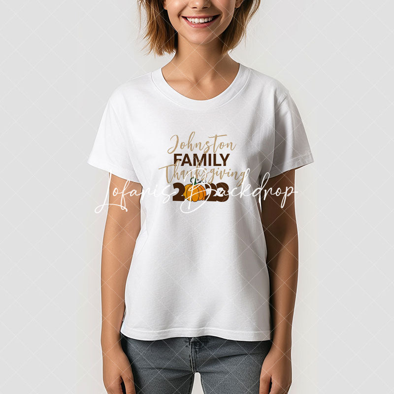 Lofaris Custom Name Pumpkin Thanksgiving Family T-Shirt