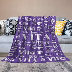 Lofaris Custom Name Purple And White Text Gifts Blanket