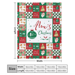 Lofaris Custom Name Red Green Plaid 1st Christmas Blanket