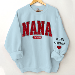 Lofaris Custom Name Red Nana Grandma Glitter Sweatshirt