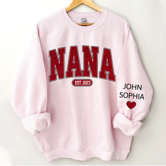 Lofaris Custom Name Red Nana Grandma Glitter Sweatshirt