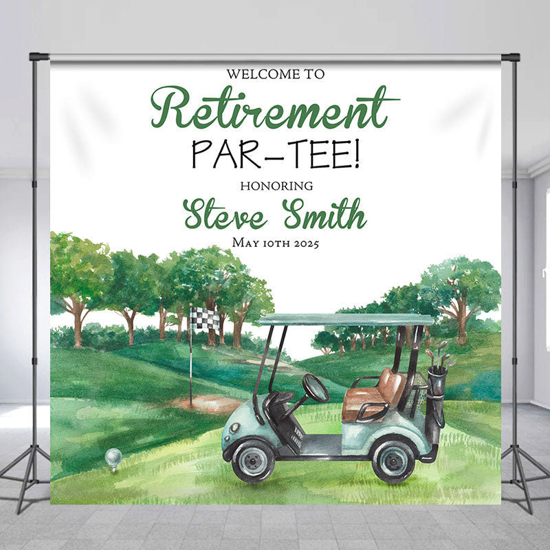 Lofaris Custom Name Retirement Celebration Golf Theme Backdrop