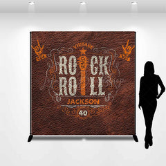 Lofaris Custom Name Retro Leather Rock Roll Birthday Backdrop