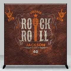 Lofaris Custom Name Retro Leather Rock Roll Birthday Backdrop