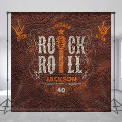 Lofaris Custom Name Retro Leather Rock Roll Birthday Backdrop