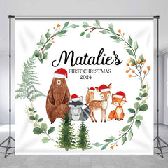 Lofaris Custom Name Safari 1st Christmas Birthday Backdrop