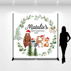 Lofaris Custom Name Safari 1st Christmas Birthday Backdrop