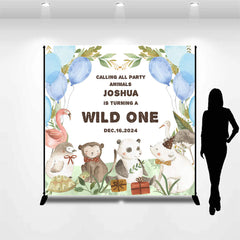 Lofaris Custom Name Safari Animals 1st Birthday Backdrop