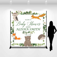 Lofaris Custom Name Safari Animals Green Baby Shower Backdrop