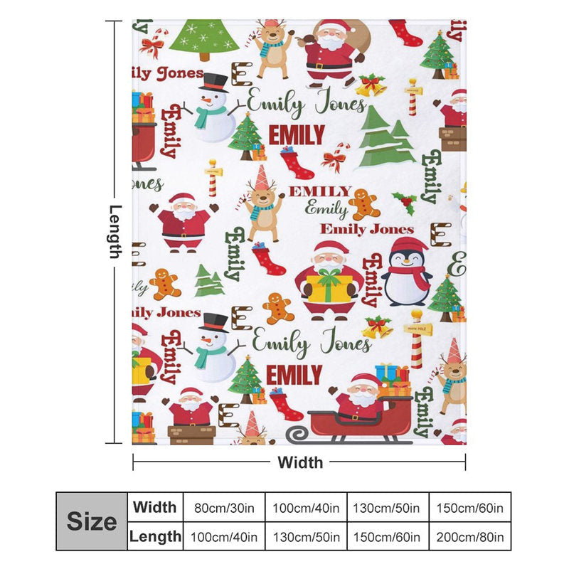 Custom Name Santa Claus Pine Elk Christmas Blanket - Lofaris