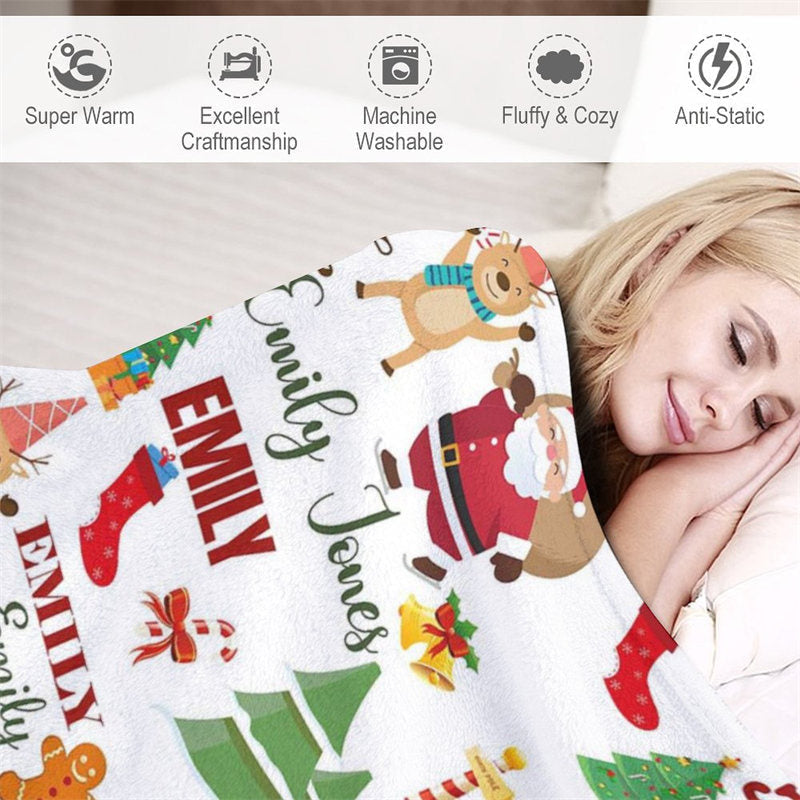 Lofaris Personalized Name Snowman Family Blankets Christmas Gifts