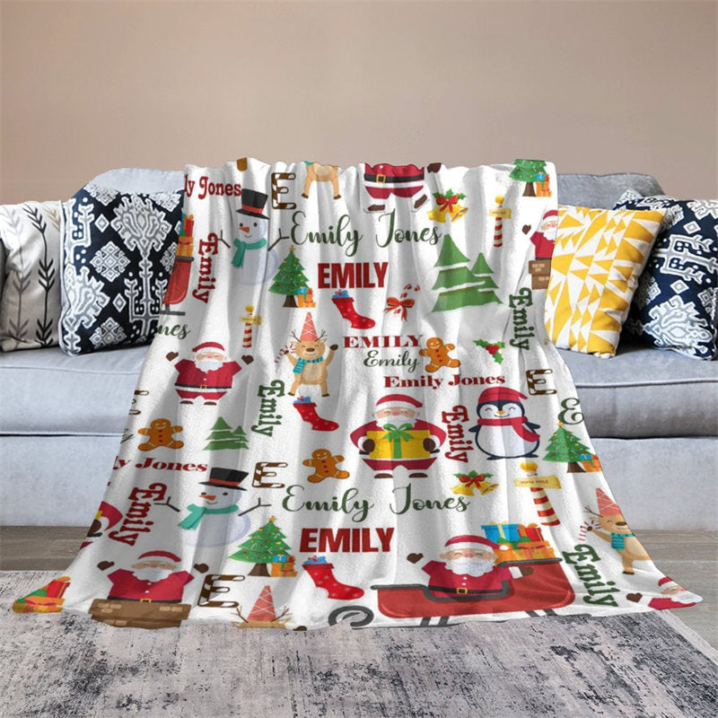 Lofaris Personalized Name Snowman Family Blankets Christmas Gifts