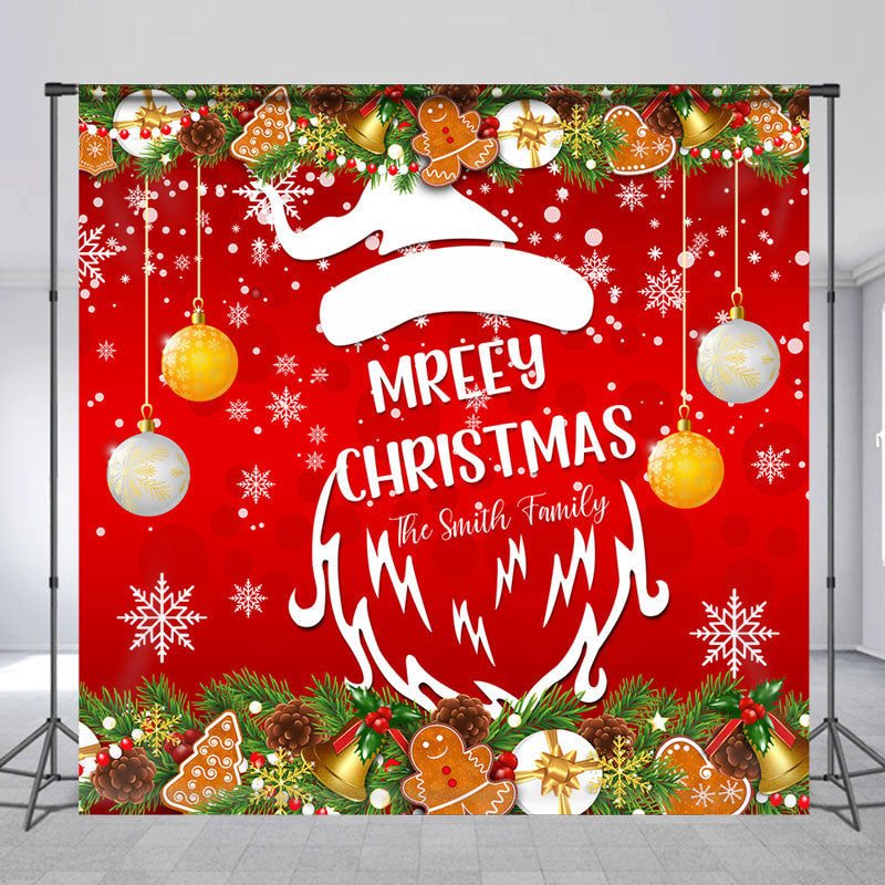 Lofaris Custom Name Santa Snowy Family Christmas Backdrop