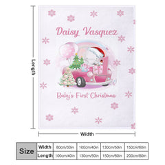 Lofaris Custom Name Snowflake Pink First Christmas Blanket