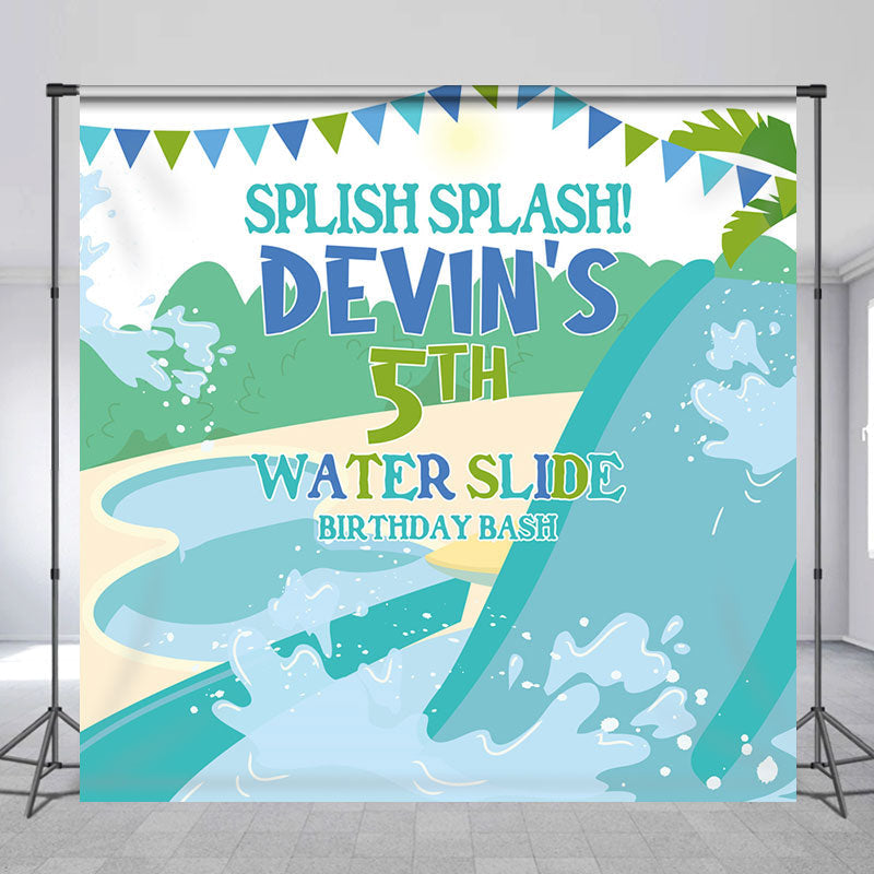 Lofaris Custom Name Splish Splash Birthday Bash Backdrop