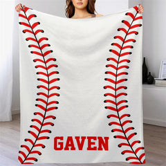 Lofaris Custom Name Sports White Baseball Soft Blanket