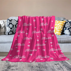 Lofaris Custom Name Step And Repeat Pink Blanket For Girl