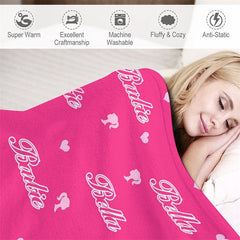 Lofaris Custom Name Step And Repeat Pink Blanket For Girl