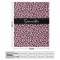 Lofaris Custom Name Stylish Pink Leopard Pattern Blanket