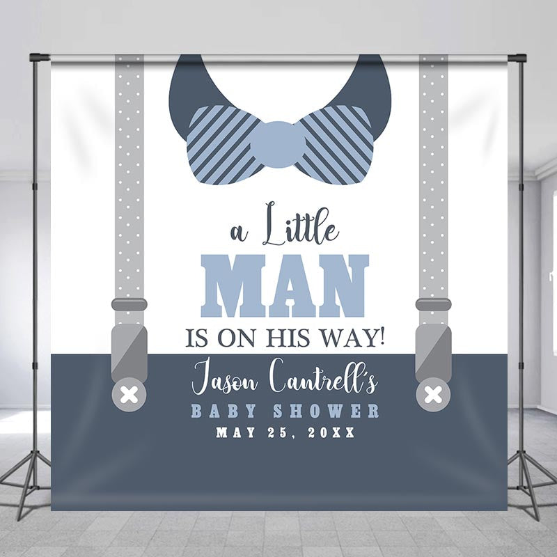 Lofaris Custom Name Suit Bow Tie Boy Baby Shower Backdrop