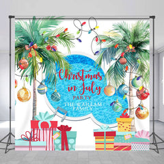 Lofaris Custom Name Swimming Pool Christmas In July Backdrop