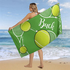 Lofaris Custom Name Tennis Green Sport Beach Towel for Boy