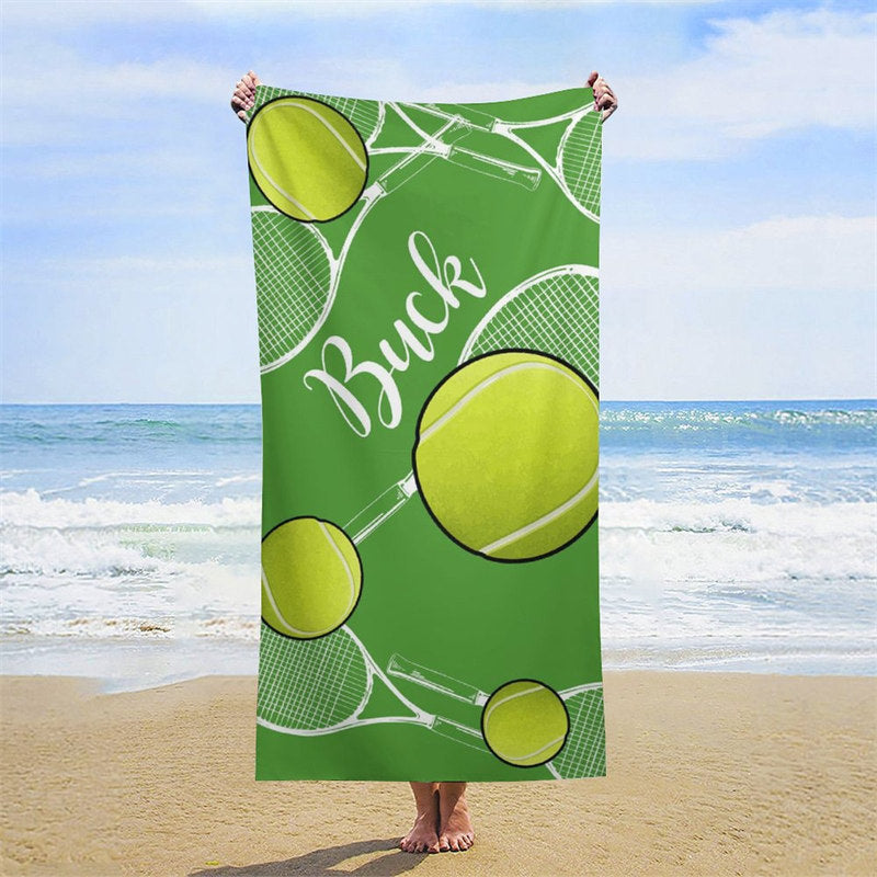 Lofaris Custom Name Tennis Green Sport Beach Towel for Boy