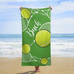 Lofaris Custom Name Tennis Green Sport Beach Towel for Boy