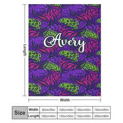 Lofaris Custom Name Tropical Tiger Leaves Pattern Blanket