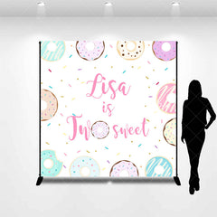 Lofaris Custom Name Two Sweet Donuts Candy Birthday Backdrop