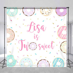 Lofaris Custom Name Two Sweet Donuts Candy Birthday Backdrop